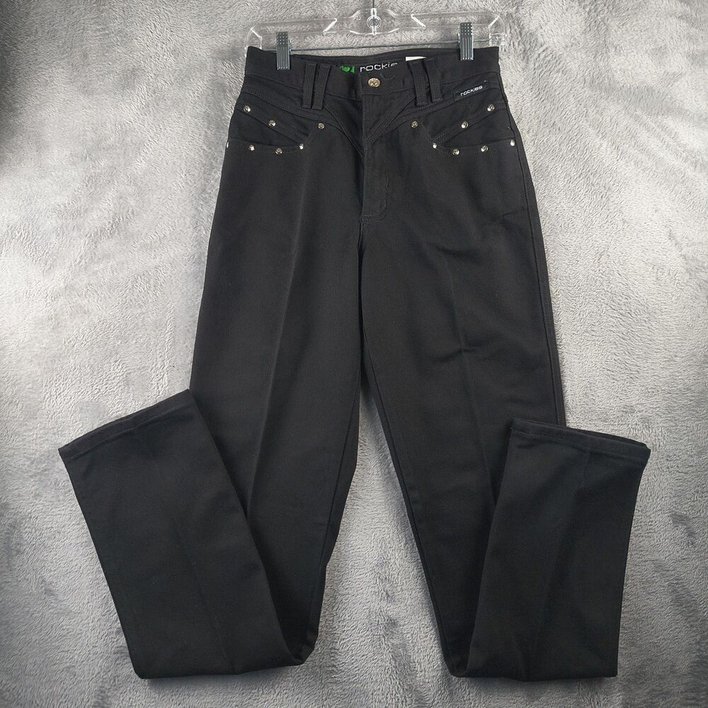 Vtg Rockies Jeans Relaxed Fit Women's 7X28 Black Tapered 90s USA